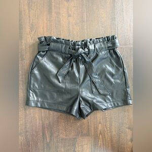 Ci Sono High Waist Black Faux Leather Shorts